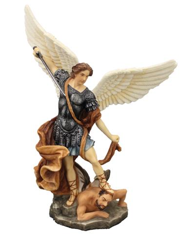 8" St. Michael Full Color Resin Statue, # 67726