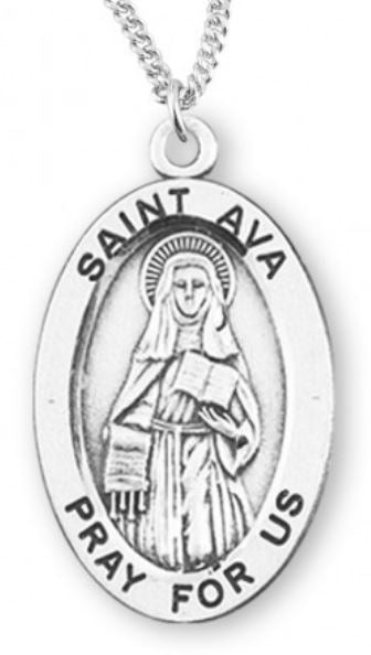 St. Ava Sterling Silver Medal, 7/8", Your Choice of Chain, # 6773