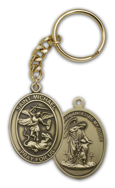 Keychain, St. Michael, Bronze Oxide Finished Pewter, 1-3/8" Medal, #98894