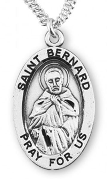 St. Bernard Sterling Silver Medal, 7/8", Your Choice of Chain, # 6778