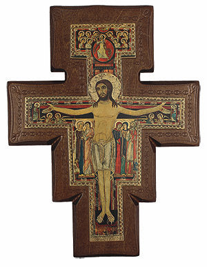 7" San Damian Crucifix on 1" thick Walnut, # 67818