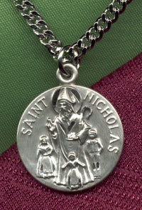 3/4" St. Nicholas Medal Sterling, Your Choice of Chain # 6782