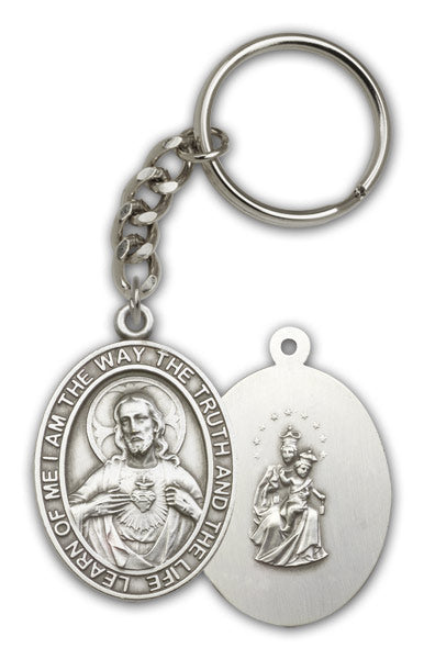Keychain, Scapular Medal, Silver Oxide Finished Pewter, 1-3/8" Medal, #96645