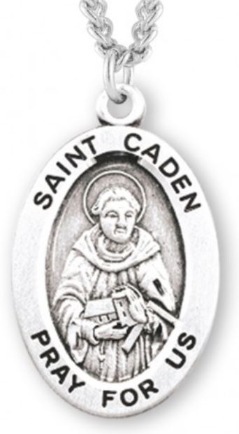 St. Caden Sterling Silver Medal, 7/8", Your Choice of Chain, # 6802