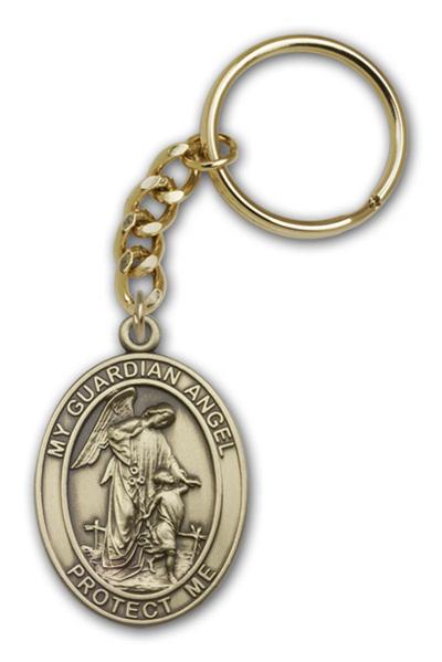 Keychain, Guardian Angel, Bronze Oxide Finished Pewter, 1-3/8" Medal, #98868