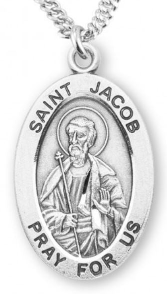 St. Jacob Sterling Silver Medal, 7/8", Your Choice of Chain, # 6938