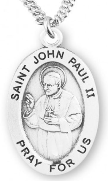 St. John Paul II Sterling Silver Medal, 7/8", Your Choice of Chain, # 6953