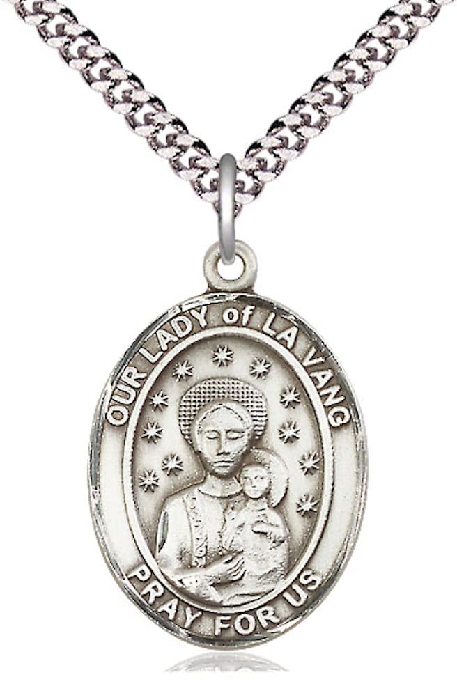 Our Lady of La Vang Medal in Fine Pewter, 1" tall, Your Choice of Chain, # 4863