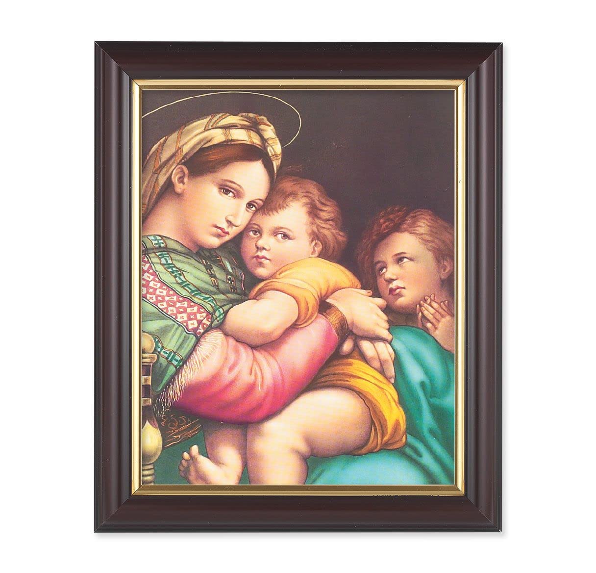 Raphael Madonna and Child, 10"x12", Classic Fluted Walnut Finished Frame, Italian Print Under Glass # 26245