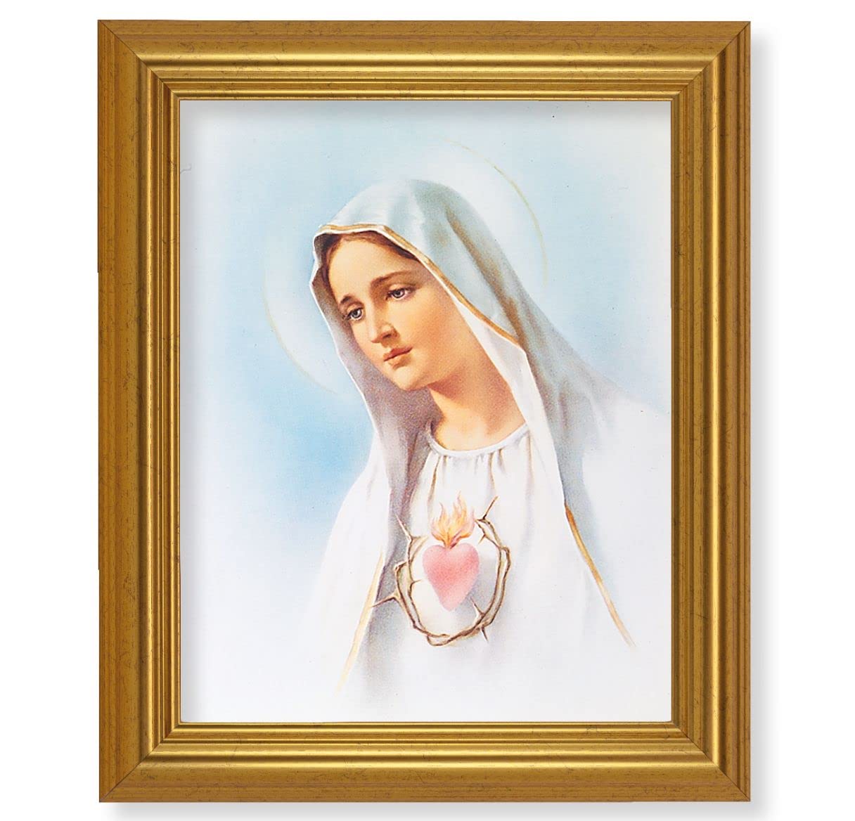 Immaculate Heart of Mary, 10"x12" Gold-Leaf Finished Classic Frame, Italian Print on Artboard # 27213