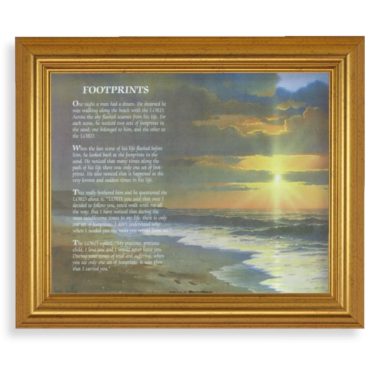 Footprints, 10"x12" Gold-Leaf Finished Classic Frame, Italian Print on Artboard # 27174