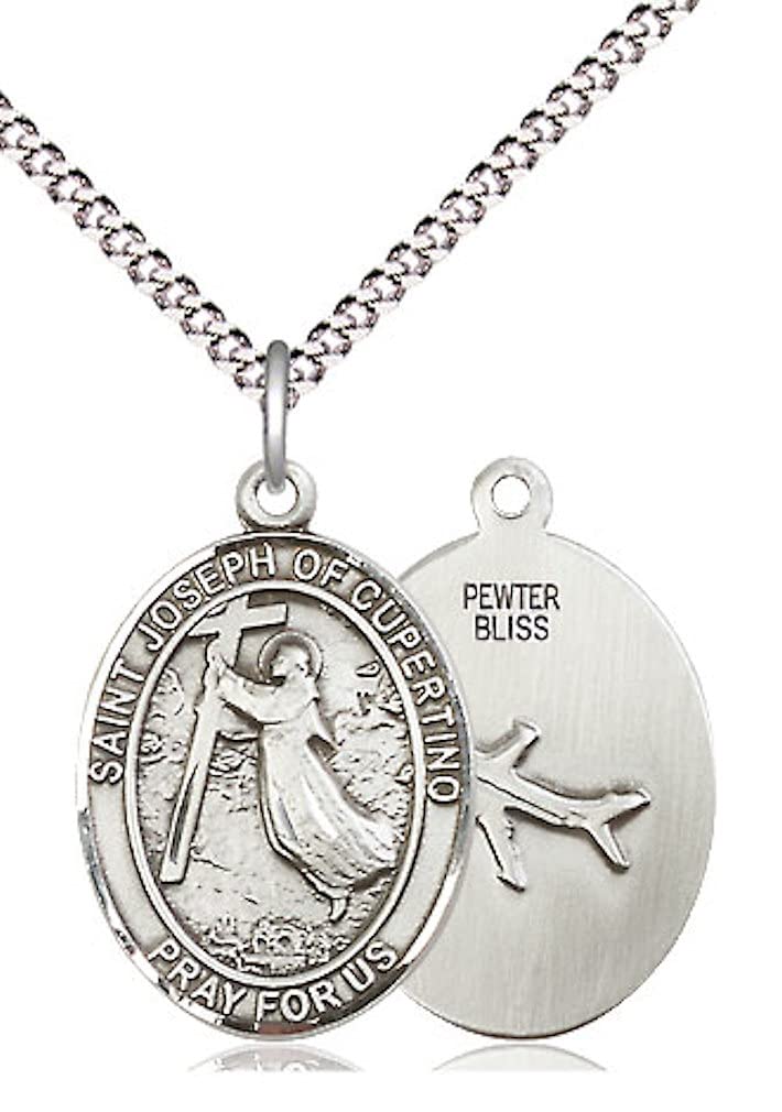 St. Joseph of Cupertino Medal in Fine Pewter, 3/4" tall, Your Choice of Chain # 17099