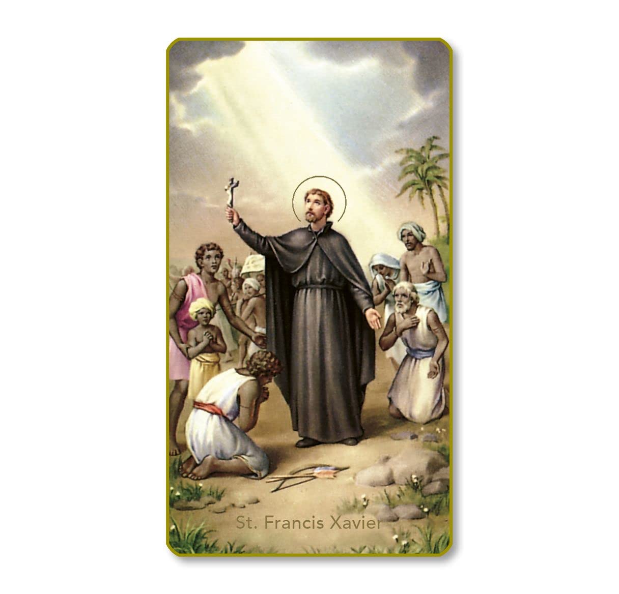 St. Francis Xavier Italian Paper Holy Cards, 2"x4", Blank Back, 100-Pack, # 6011
