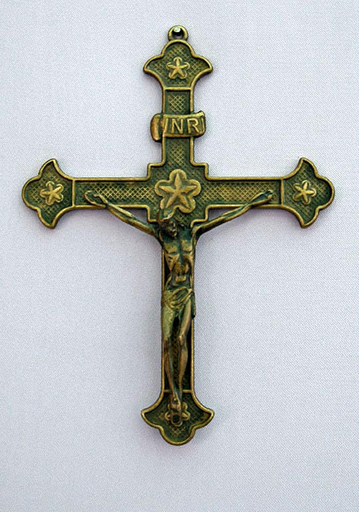 8-1/4" Brass Crucifix, Made in Italy, Antique finish, 96324