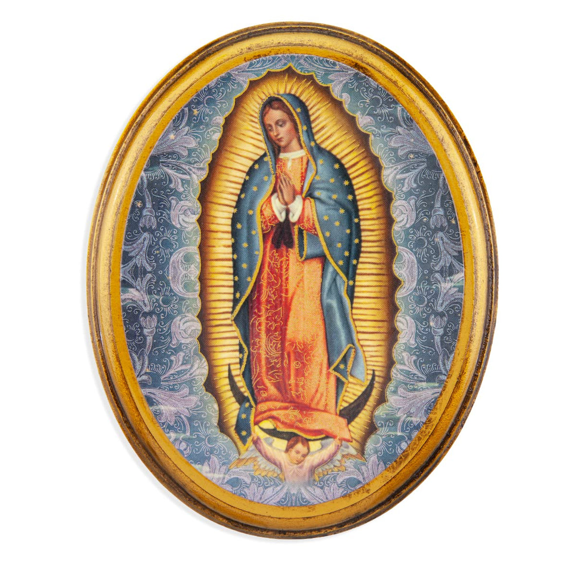 Our Lady of Guadalupe Antiqued Wood Plaque, 4"x5" # 1434