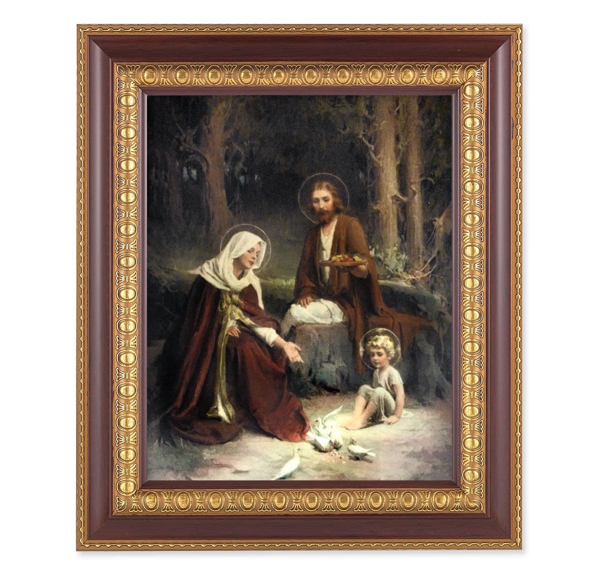 Chambers: The Holy Family, 11-1/2"x13-1/2, Cherry Finish with Gold Egg & Dart Frame, Italian Print Under Glass # 26122
