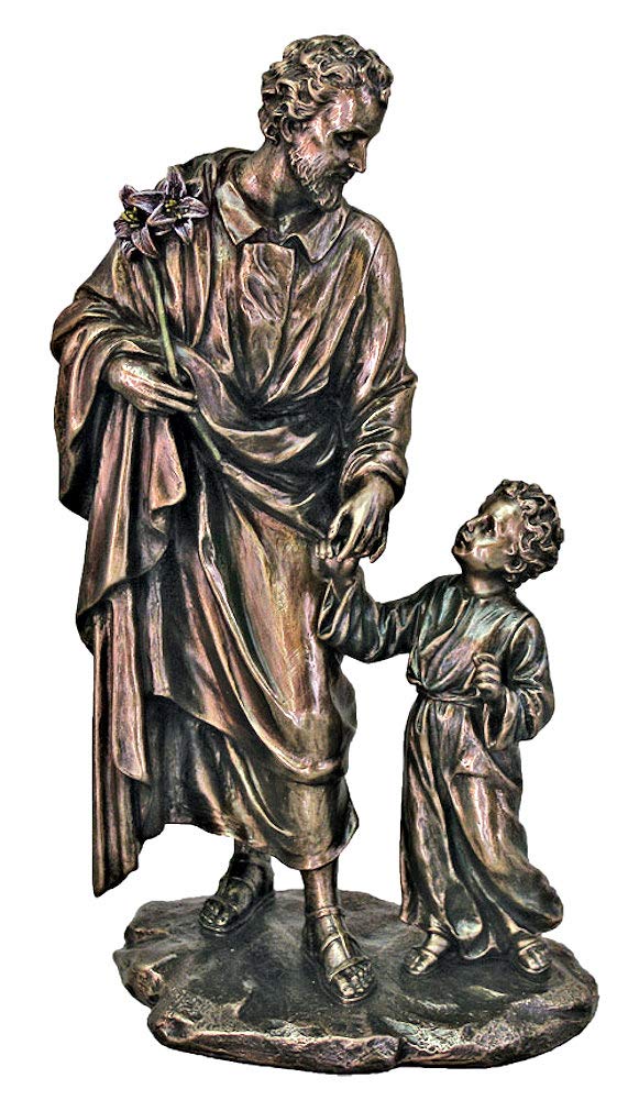 8.25" St. Joseph and Child Statue, Cold Cast Bronze, # 21950