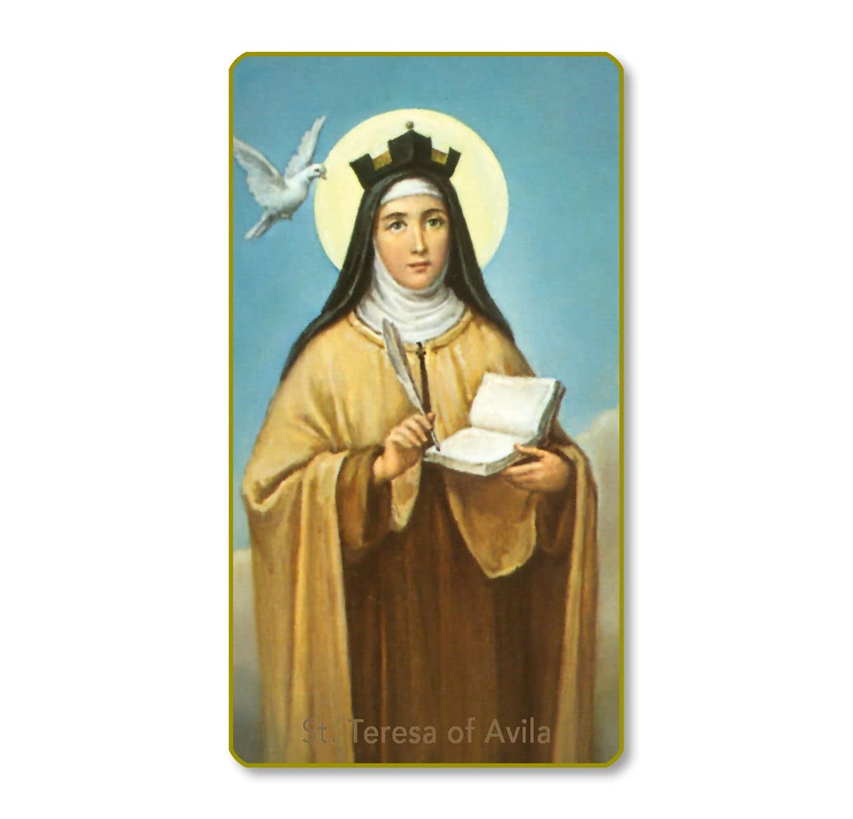 St. Teresa of Avila Italian Paper Holy Cards, 2"x4", Blank Back, 100-Pack, # 6175