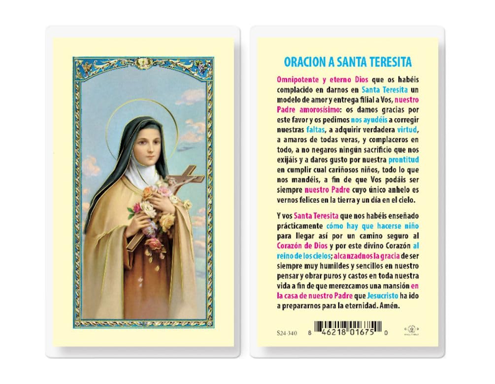 ORACION A SANTA TERESITA Spanish Laminated Holy Cards, 25-Count Value Pack, # 18298