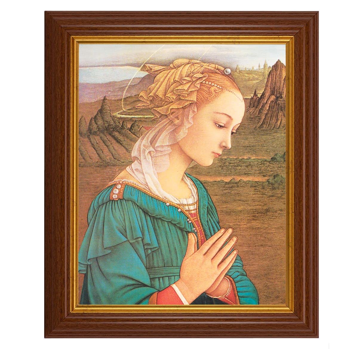 Lippi: Madonna, 10.5"x12.5" Walnut Finished Fluted Frame, Gold Beaded Lip, Italian Print # 27018