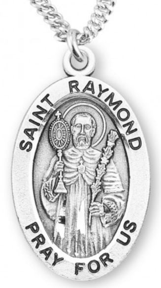 St. Raymond Sterling Silver Medal, 7/8", Your Choice of Chain, # 7006