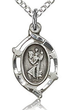 Sterling Silver St. Christopher Medal, 9/16", Your Choice of Chain, # 70531