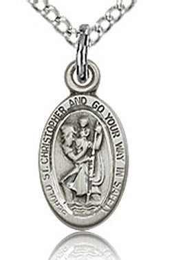 Sterling Oval St. Christopher Medal, 3/8", Your Choice of Chain, # 70534
