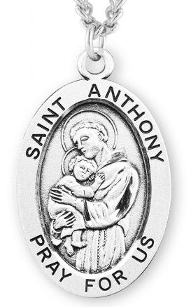 Saint Anthony Sterling Silver Medal, 15/16", Your Choice of Chain, # 7139
