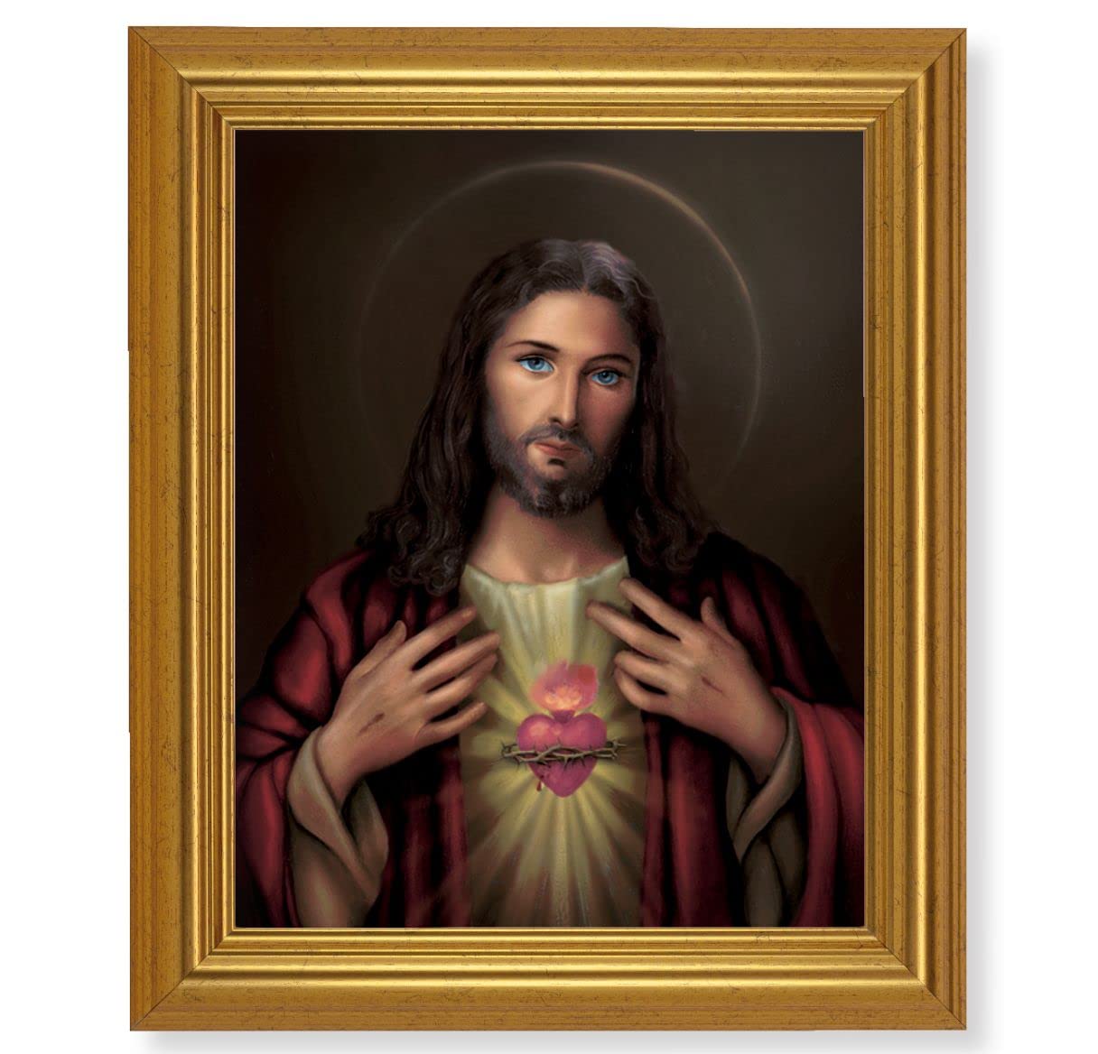 Sacred Heart of Jesus, 10"x12" Gold-Leaf Finished Classic Frame, Italian Print on Artboard # 27152