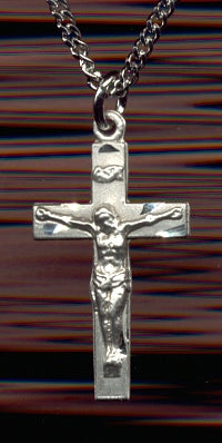 7/8" Sterling Silver Crucifix, Your Choice of Chain, # 7143