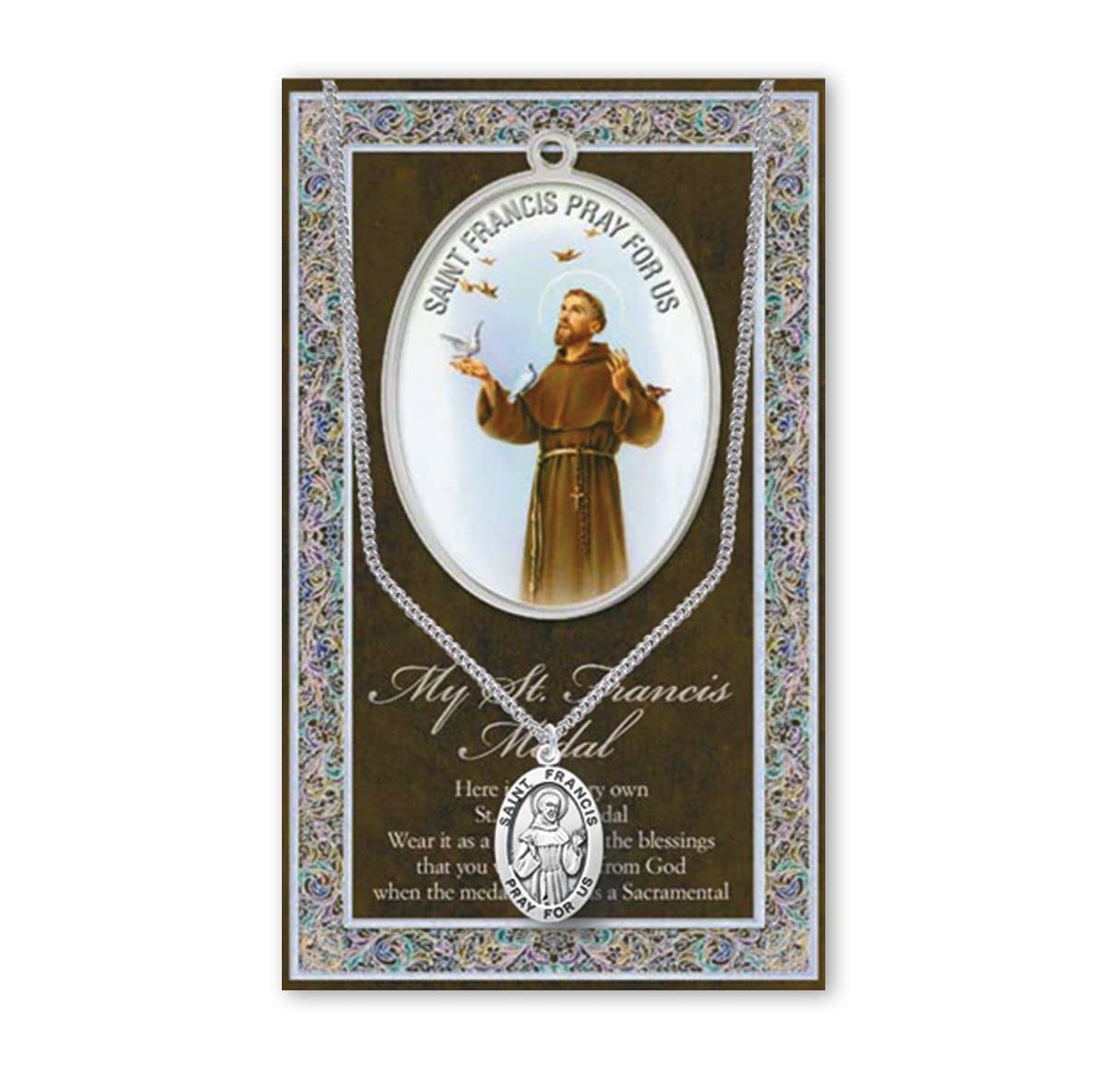 15/16" Pewter Medal with Folding Prayer Card, St. Francis of Assisi, # 93126