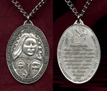 1-3/8" St. Therese Of Child Jesus Sterling Medal, Your Choice of Chain # 7155