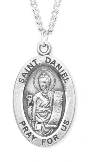 Saint Daniel Sterling Silver Medal, 15/16", Your Choice of Chain, # 7162