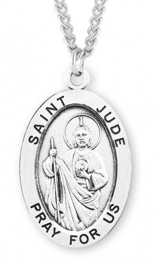 Saint Jude Sterling Silver Medal, 15/16", Your Choice of Chain, # 7249