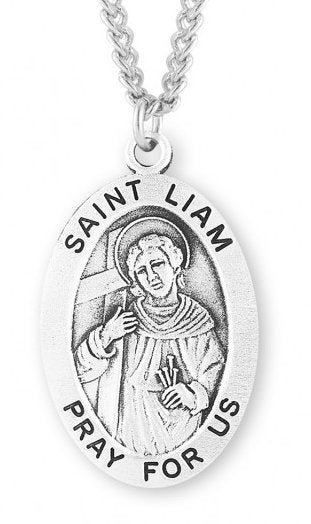 Saint Liam Sterling Silver Medal, 15/16", Your Choice of Chain, # 7253