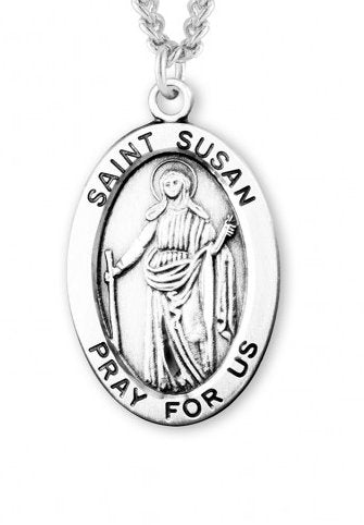 Saint Susan Sterling Silver Medal, 15/16", Your Choice of Chain, # 7295