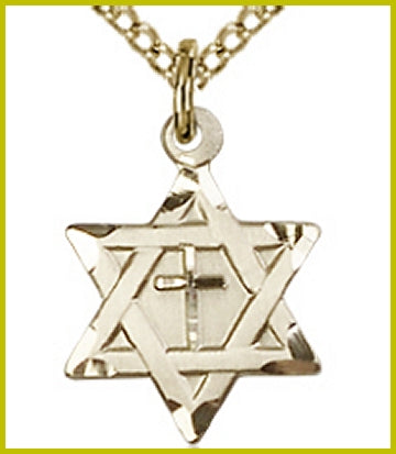 1/2" 14kt Gold Filled, Cross & Star of David, Your Choice of Chain, # 7346