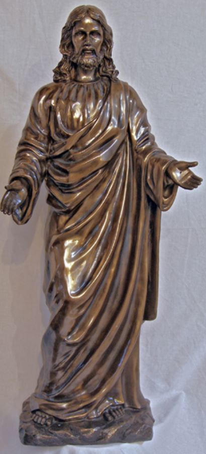 Welcoming Christ in lightly hand-painted cold cast bronze, 42", # 7353