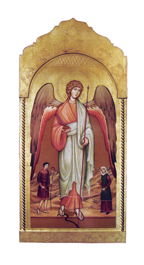 Archangel Raphael Florentine plaque, 21 x 45", Made in Italy, # 7388