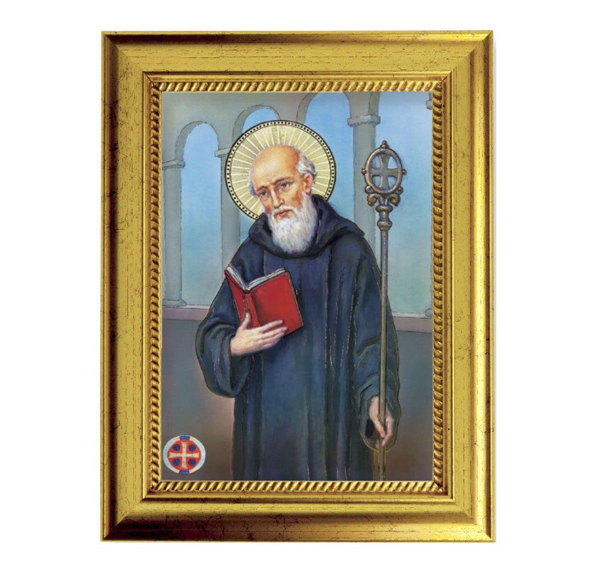 St. Benedict 6-3/4"x8-3/4 Antique Gold Frame with Rope Detail Lip, Textured # 27993