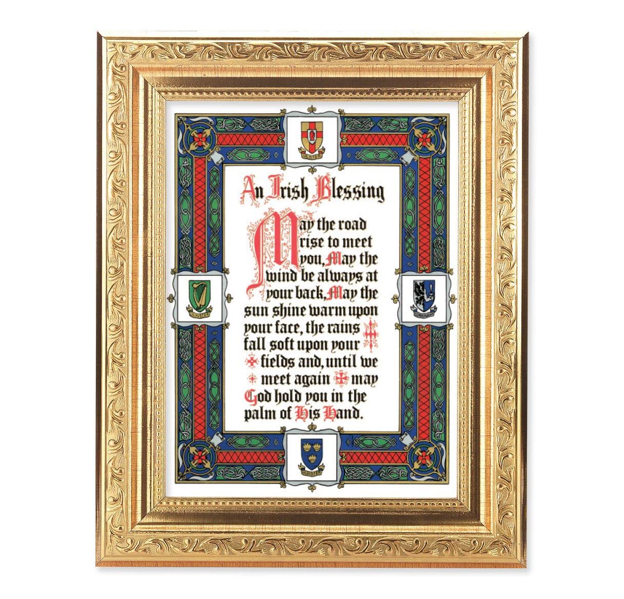 an Irish Blessing Picture, 8-1/4"x10-1/4 Gold-Leaf Finish Acanthus Leaf Detail Under Glass # 27758