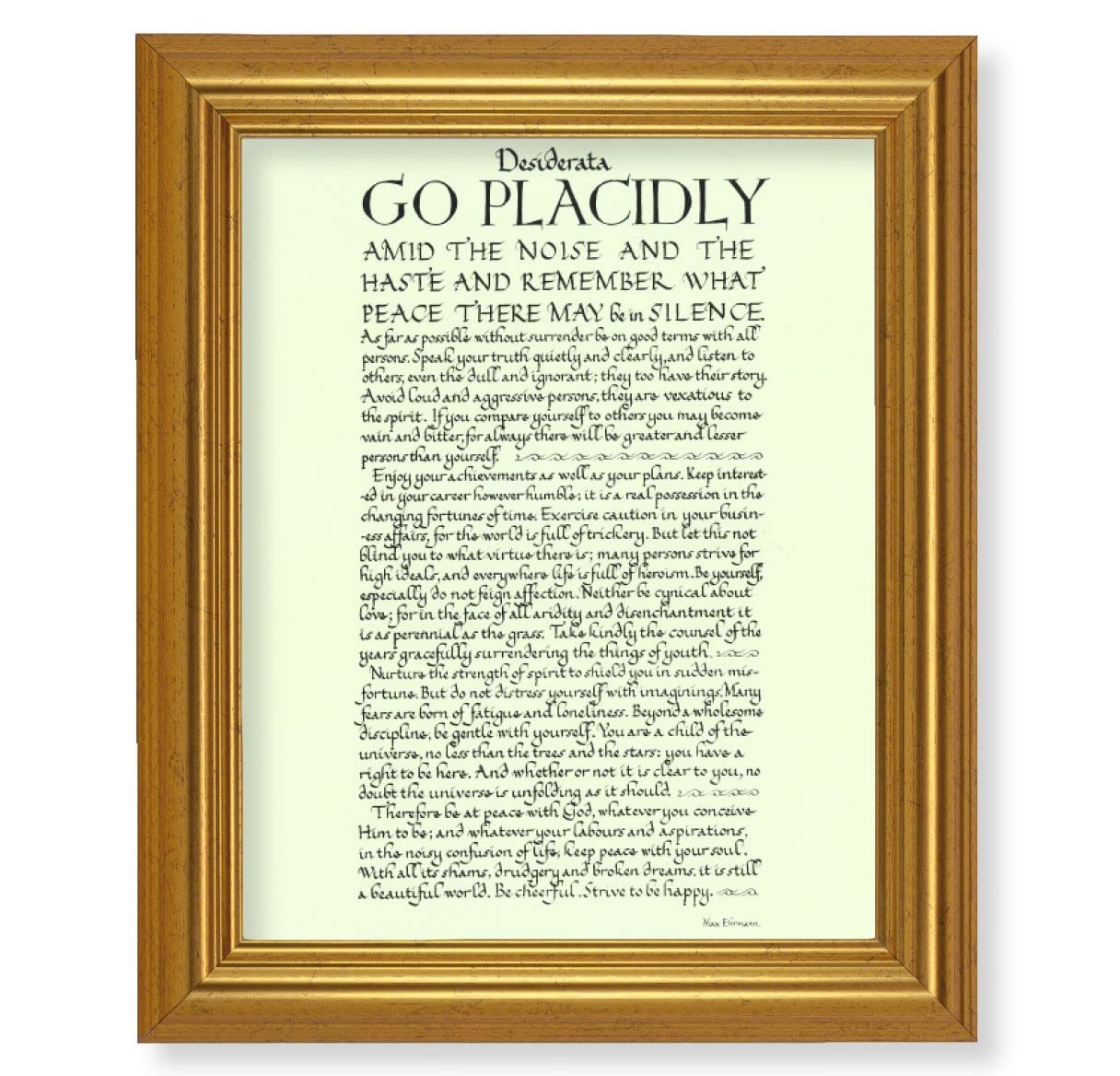 Go Placidly Desiderata, 10"x12" Gold-Leaf Finished Classic Frame, Italian Print on Artboard # 27386