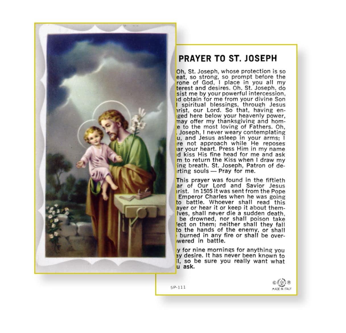 SAINT JOSEPH Paper Holy Cards, 2"x4", 100-pack, # 5869