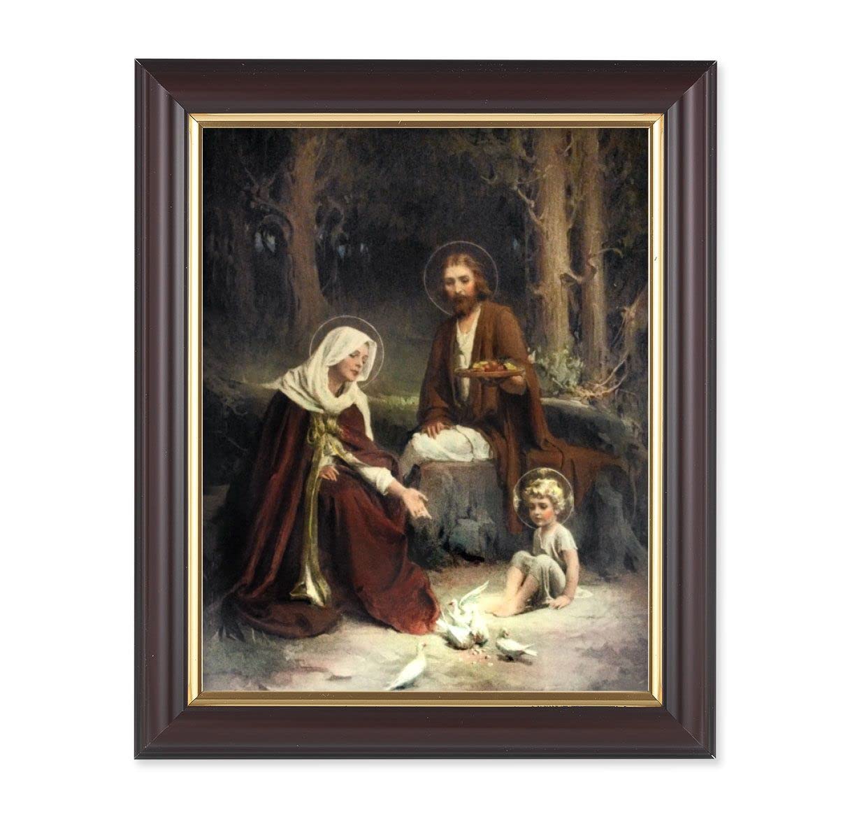 Chambers: The Holy Family, 10"x12", Classic Fluted Walnut Finished Frame, Italian Print Under Glass # 26341
