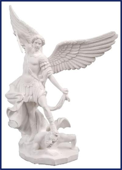 8" White St. Michael Statue, Veronese Resin, # 7717
