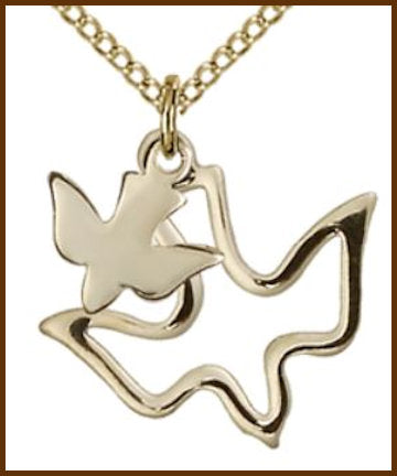 Double Holy Spirit Medals, 14kt Gold Filled, Your Choice of Chain, # 7726