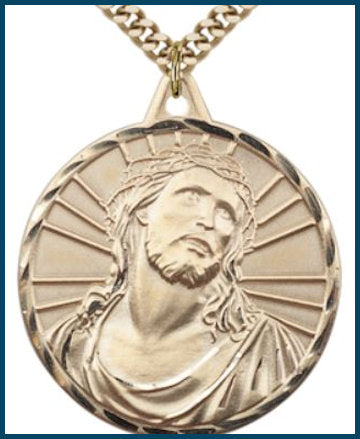 Ecce Homo Medal, 1-1/8"dia, 14kt Gold Filled, Your Choice of Chain, # 7750