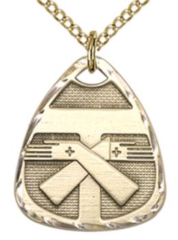 Tau Cross Medal in 14kt Gold Filled, 7/8", Your Choice of Chain, # 7771