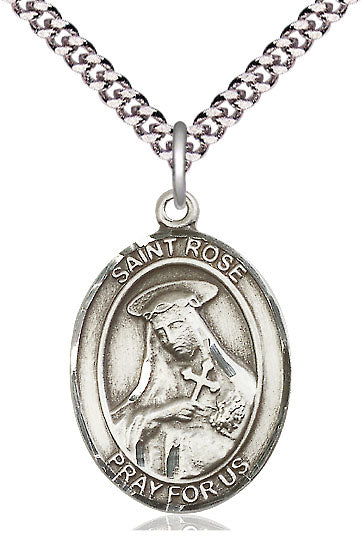 St. Rose of Lima Medal, Sterling Silver, 3/4", 18" Chain, # 7784-sale