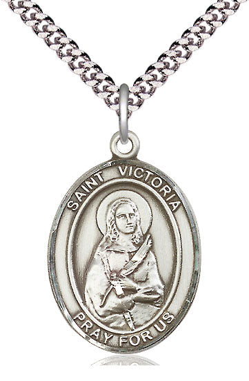 St. Victoria Medal, Sterling Silver, 3/4", 18" Chain, # 7819-sale